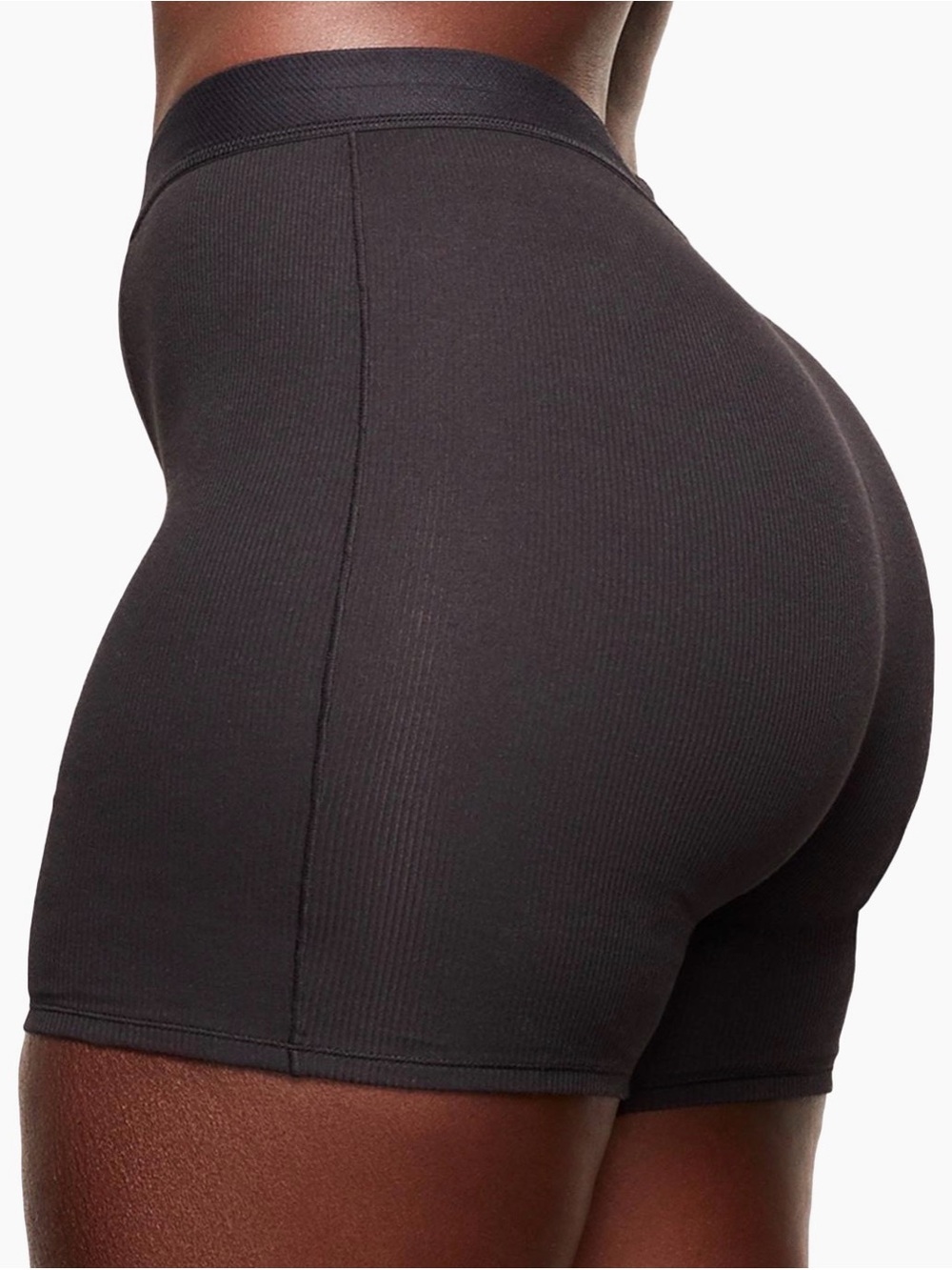 NWT SKIMS Black Cotton Ribbed Boxer - Picture 4 of 11